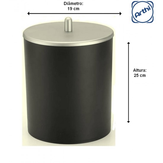 Lixeira 5 Litros Com  Em Psai Alto Impacto Cromo Fosco